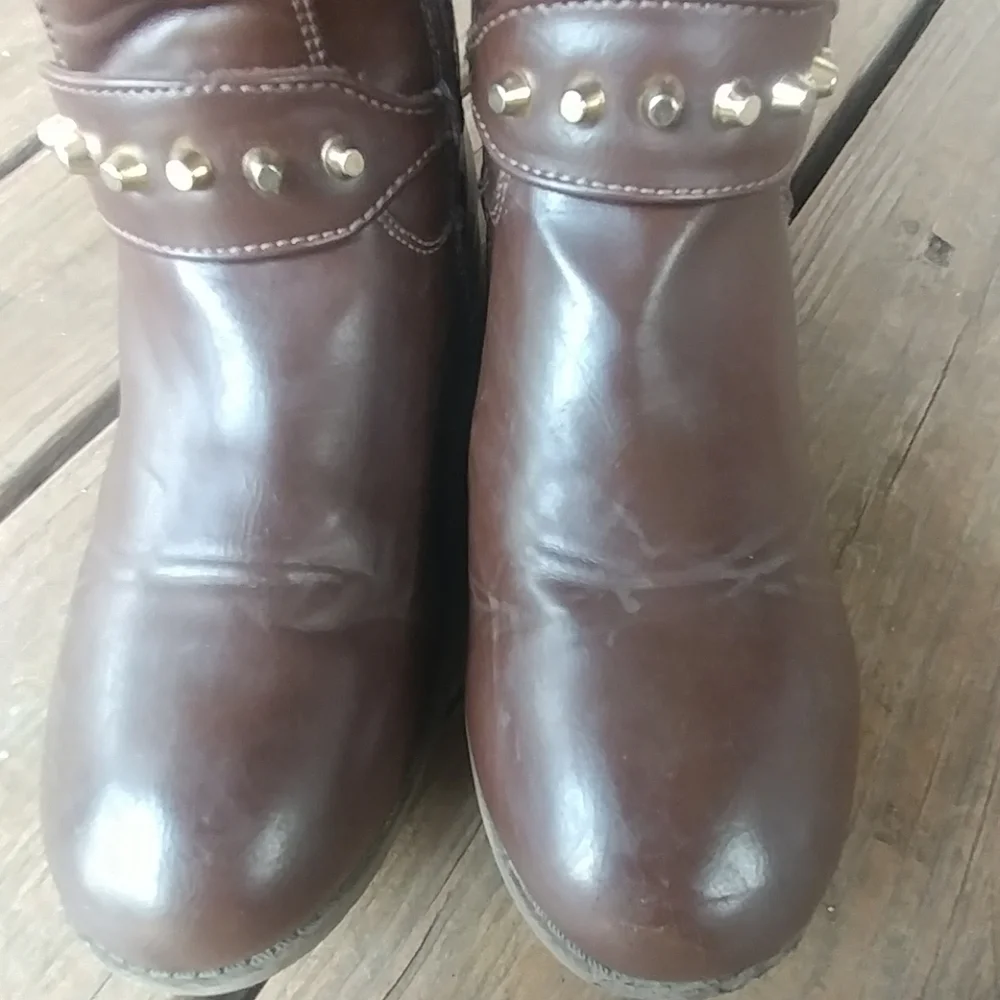 Michael Kors Womens Brown leather harness zip boot